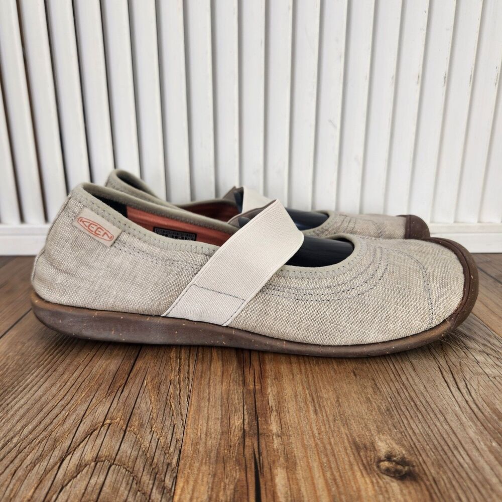 Keen Sienna Mary Jane Canvas Flats Womens Size 10 Brown Casual Slip On Shoes